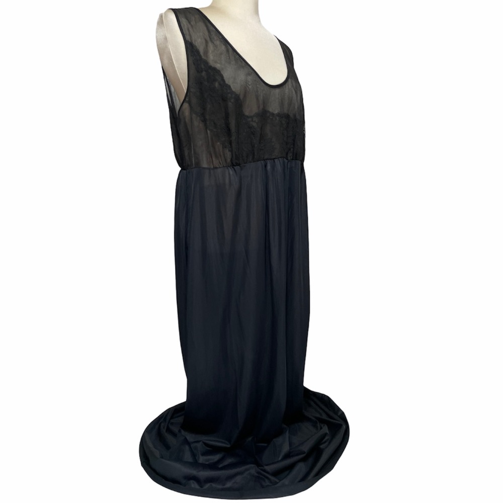 Vintage Lace Slip Dress Sexy Pin Up Lingerie Whimsy Goth Black Silk Satin - Picture 11 of 16